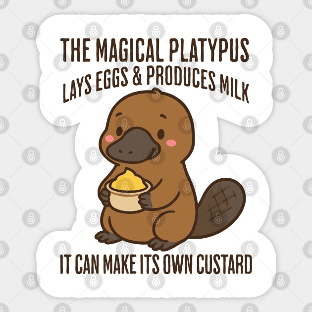 The Magical Platypus Lays Eggs & Produces Milk, Can Make Its Own Custard! Sticker by Luxinda